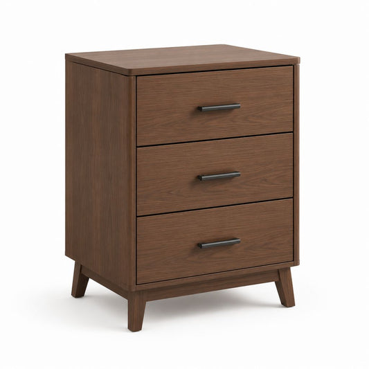 Comodino con 3 cassetti marrone noce in MDF 50 x 40 x 70 cm