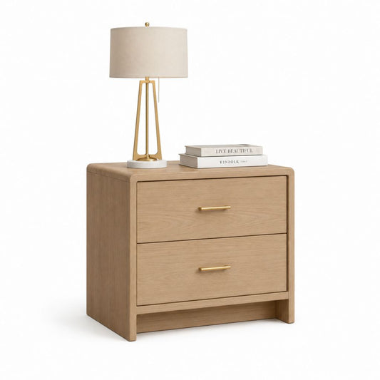 Comodino a 2 cassetti in MDF rovere chiaro rettangolare 60 x 40 x 65 cm