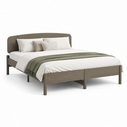 Letto matrimoniale rettangolare grigio rovere in legno massello 160 x 200 cm