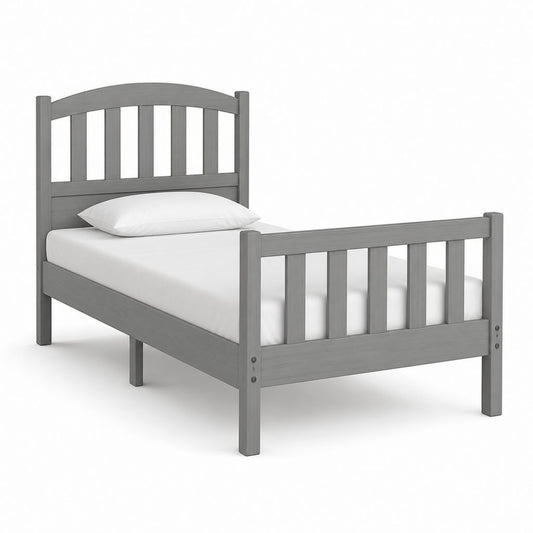 Letto singolo per bambini grigio in legno massello di pino 90 x 190 cm