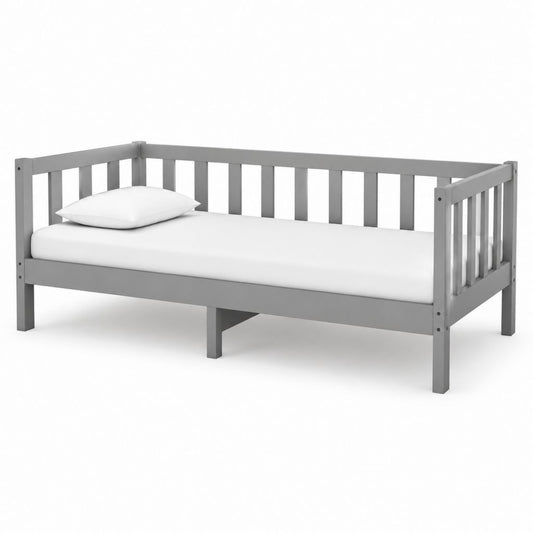 Letto per bambini grigio in legno massello di pino 140 x 70 cm